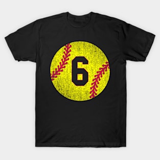 Softball Player 6Th Birthday Softball Jersey 6 Years Old T-Shirt